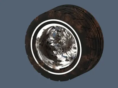 Used and dirty sports wheels Low-poly 3D model