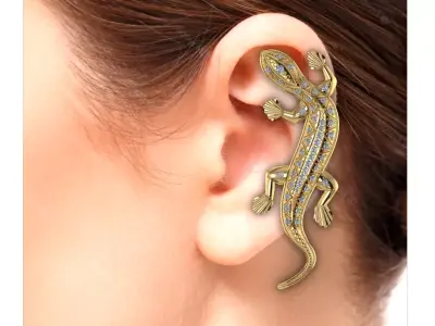 Gecko Ear Cuff Earrings 3D print model 3D print model purchase
