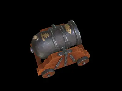 Pirate Cannon naval maritime game-ready stylized weapon Low-poly 3D model