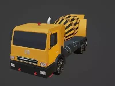Concrete mixture truck  Low-poly 3D model