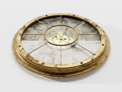Ancient Golden Wall Clock 3D model