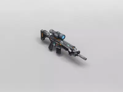 Futuristic Tactical Assault Rifle 3D Model 3D model buy
