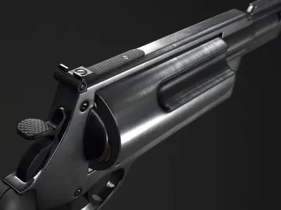 PBR 50 Cal Revolver Low-poly 3D model