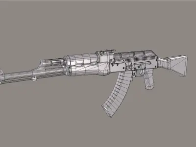 AK47 - 3D Model ak rifle Free low-poly 3D model