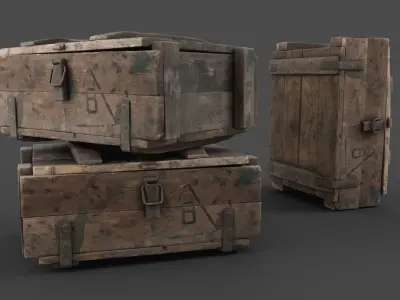 Wooden Crate Low-poly 3D model 11