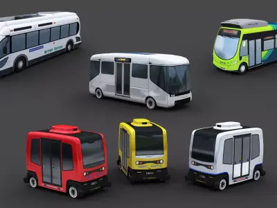 Electric Bus Pack 3 Low-poly 3D model