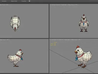 Cartoon white chicken wearing a whistle Low-poly 3D model
