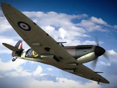 SPITFIRE MK VB 111st Squadron Low-poly 3D model