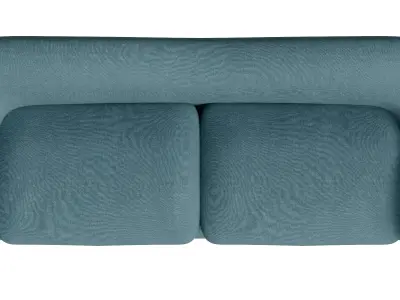 Blue Curved Back Sofa 3D model