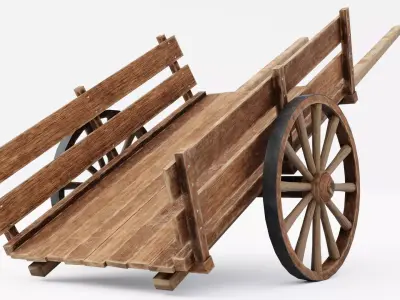 Medieval Cart Low-poly 3D model