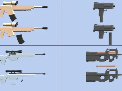 Lowpoly Guns Pack - Lowpoly Weapons -  Lowpoly Cartoon Guns Low-poly 3D model