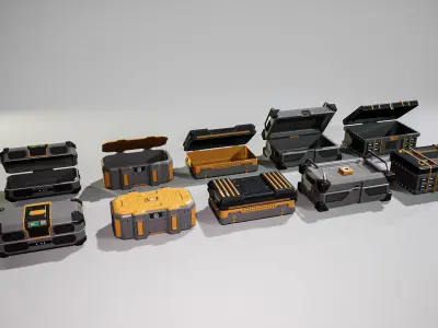 Ammo Boxes Props Low-poly 3D model