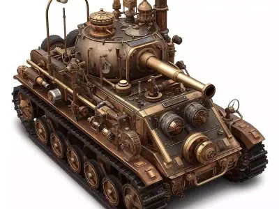 Steampunk Military Warfare Vehicles 3D Collection 3D Model Pack