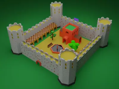  Fortress medieval Low-poly 3D model
