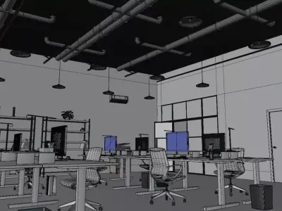 Industrial Loft Office Interior - Realistic Lighting  3D model
