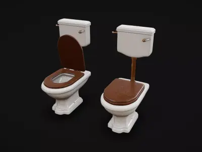 Vintage Toilet Low-poly 3D model