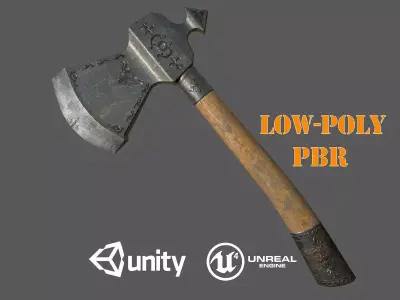 Iron Battle Ax Low-poly 3D model