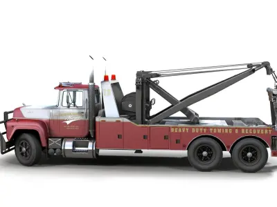 Vintage heavy wrecker Low-poly 3D model