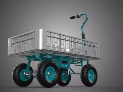 ELECTRIC UTILITY CART TROLLEY PLASTIC LATTICE RACK BASKET CRATE 3D model