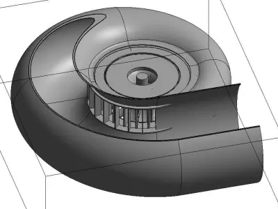 Assembly of Francis Turbine in Circular Spiral Casing 3D model