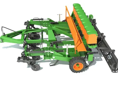 Seed Drill Disc Harrow 3D model
