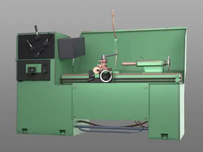 Lathe Machine Low-poly 3D model purchase