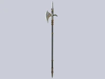 Fantasy halberd Low-poly 3D model