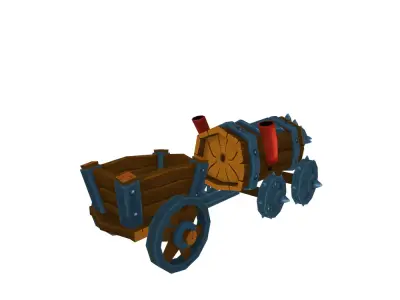 Driller and Cart lowpoly stylized with handpainted textures Low-poly 3D model