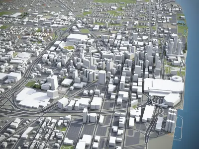 Detroit - city and surroundings 3D model