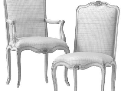 antique louis chair art 245 3D model