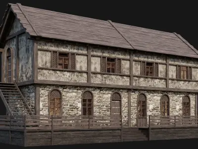 205-206-207-208 Old Medieval Houses Pack 4K Textures Low-poly 3D model