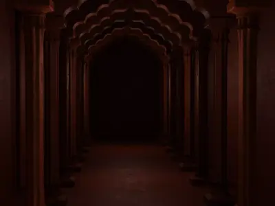 Pillar 3d model corridor in old building 3D model