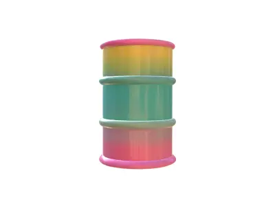 Simple gradient color bright bucket Low-poly 3D model
