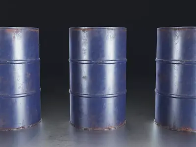Industrial Metal Barrel Set Low-poly 3D model