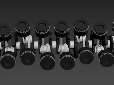 Animated Crankshaft Low-poly 3D model