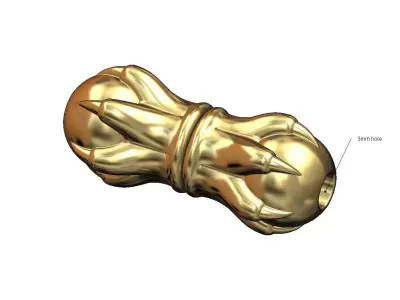 6 carved claw bead bracelet charm and pendant 3D print model