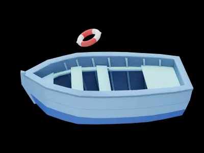 Cartoon boat Free low-poly 3D model