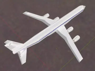 Fictional Quad Engine Modernized 1950s Jetliner DC-8-71 Inspired Low-poly 3D model