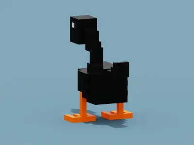 Voxel Black Goose Low-poly 3D model