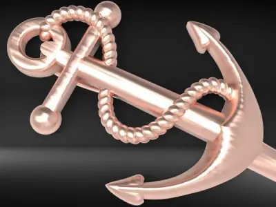 MENS ANCHOR PENDANT NECKLACE ROPE DESIGN JEWELRY 3D print model purchase