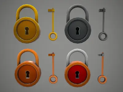  PADLOCK 3 CARTOON STYLIZED Low-poly 3D model