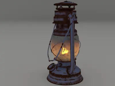 Vintage oil lamp blue 3D model