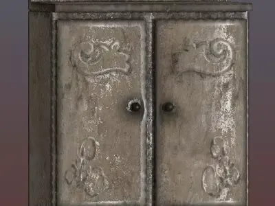 Antique furniture with patina paint Low-poly 3D model