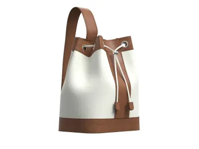 Brown Leather Sling Bucket Bag 3D model