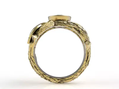 Round Diamond Leaf Branch Ring 3D print model