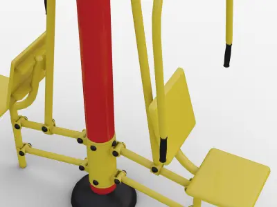 Outdoor fitness exercise equipment double seated chest press 3D model