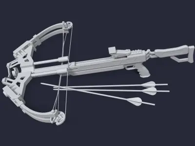 Crossbow and arrows Low-poly 3D model