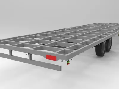 Flat Bed Trailer 3D model