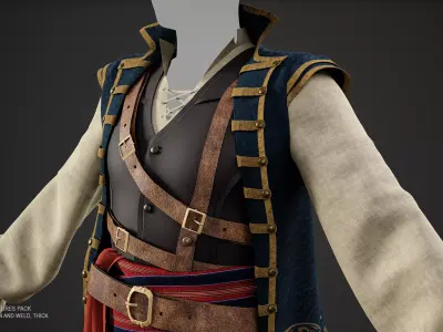 Pirate Captain Attire- ZPRJ-FBX-OBJ Files 3D model