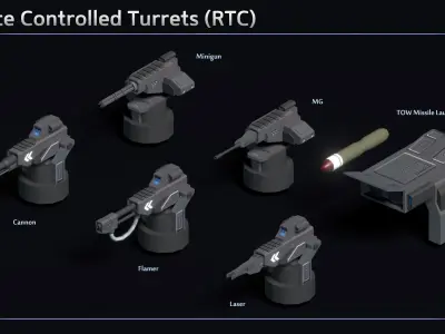 Scifi Tank Modular Equipment Low-poly 3D model